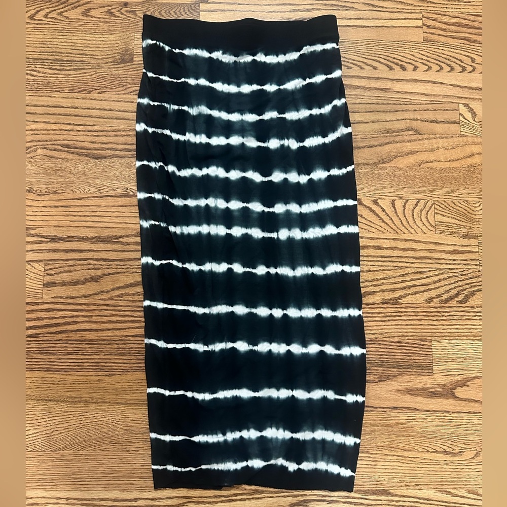 B. Haute Black and White Tie-Dye Midi Skirt